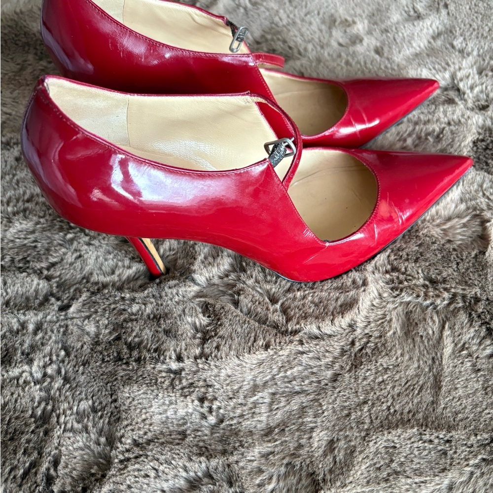 Manolo Blahnik Red Patent Leather Heels - Picture 2 of 6